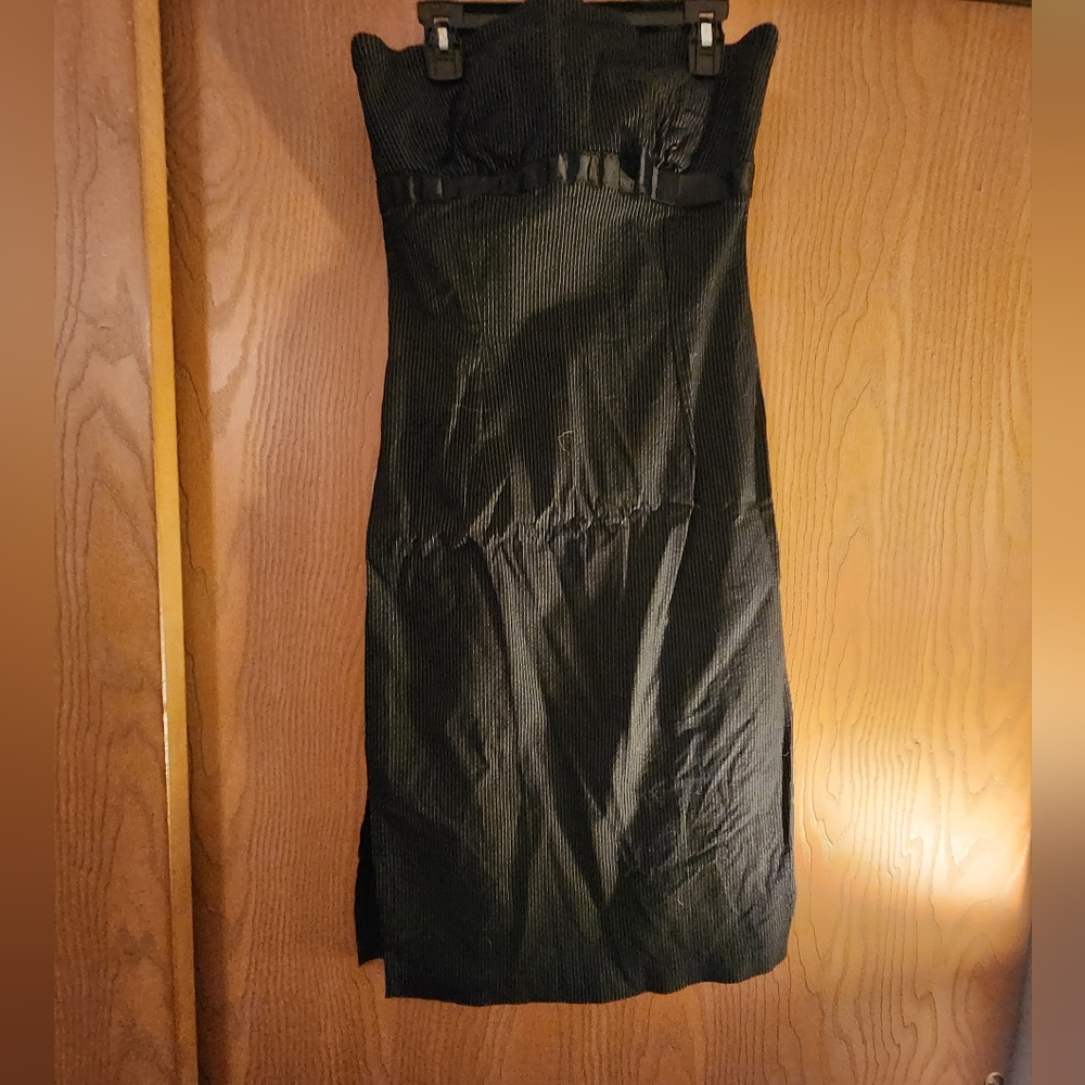 Ella J Boutique dress, black pinstripes, Large